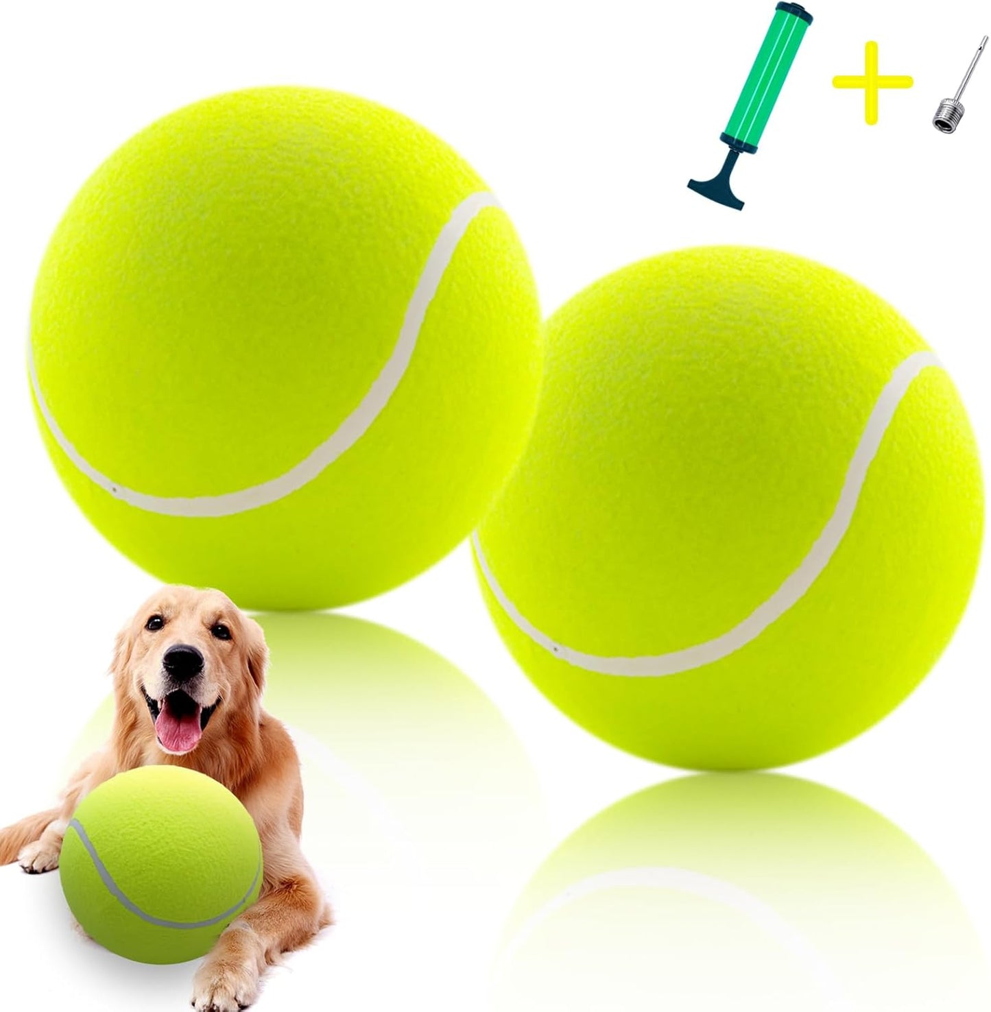 Interactive Giant Dog Tennis Balls 2-Pack with Pump - Banfeng