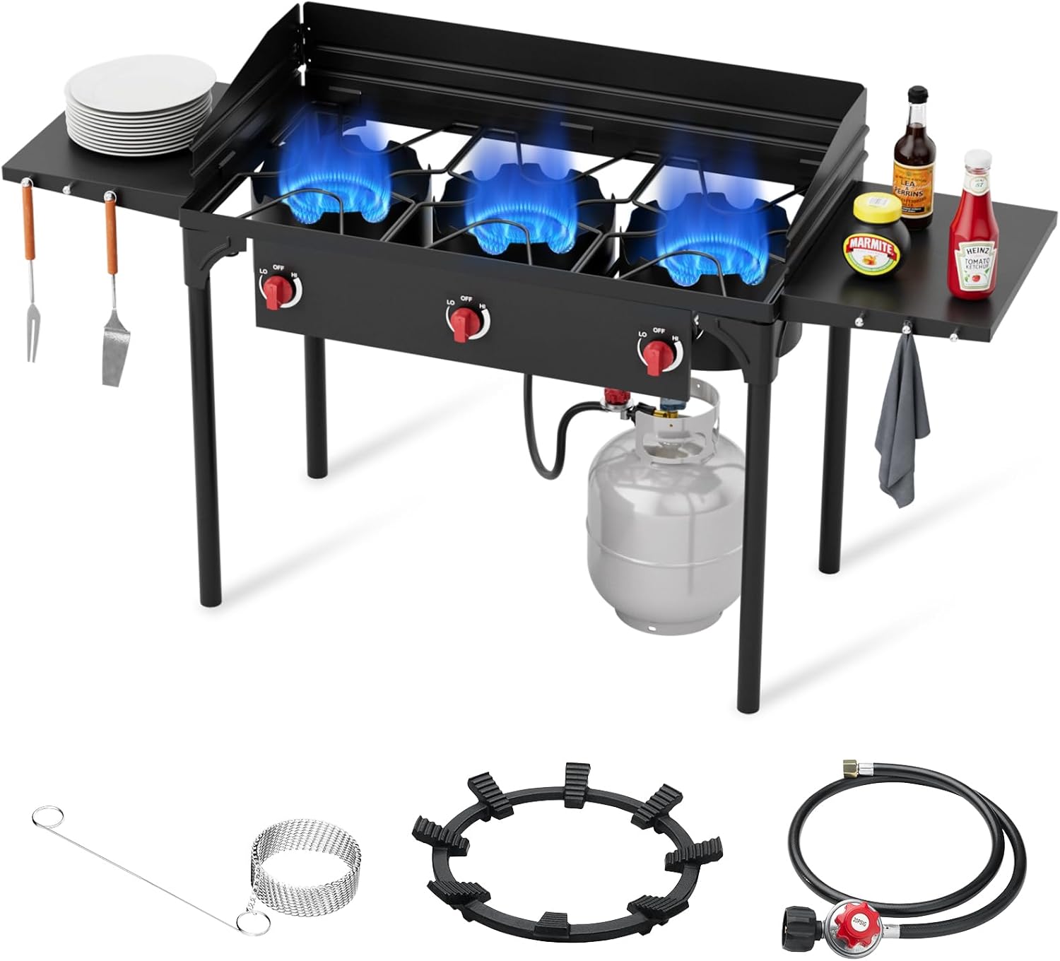 3 Burner Propane Burner for Outdoor Cooking and Camping Fun