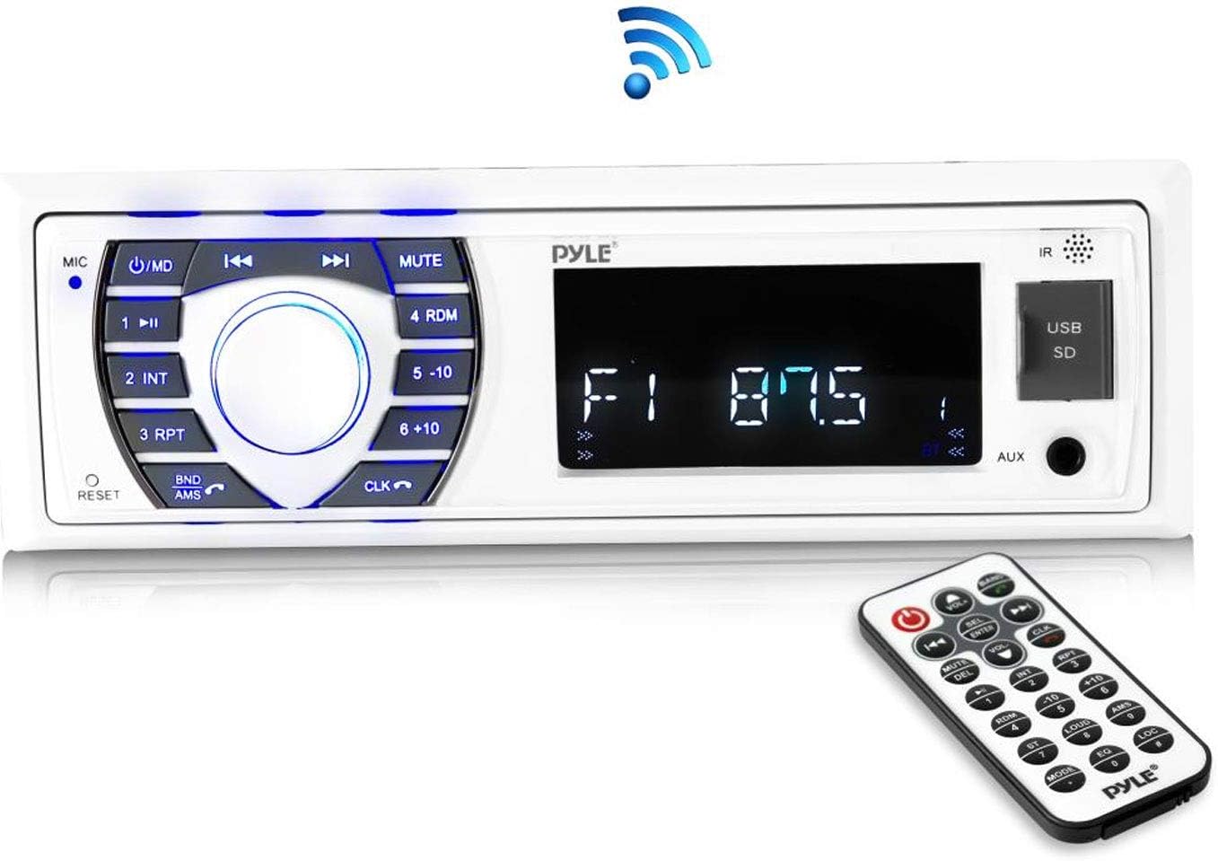 Pyle Bluetooth Marine Stereo Receiver for Boats with Remote Control