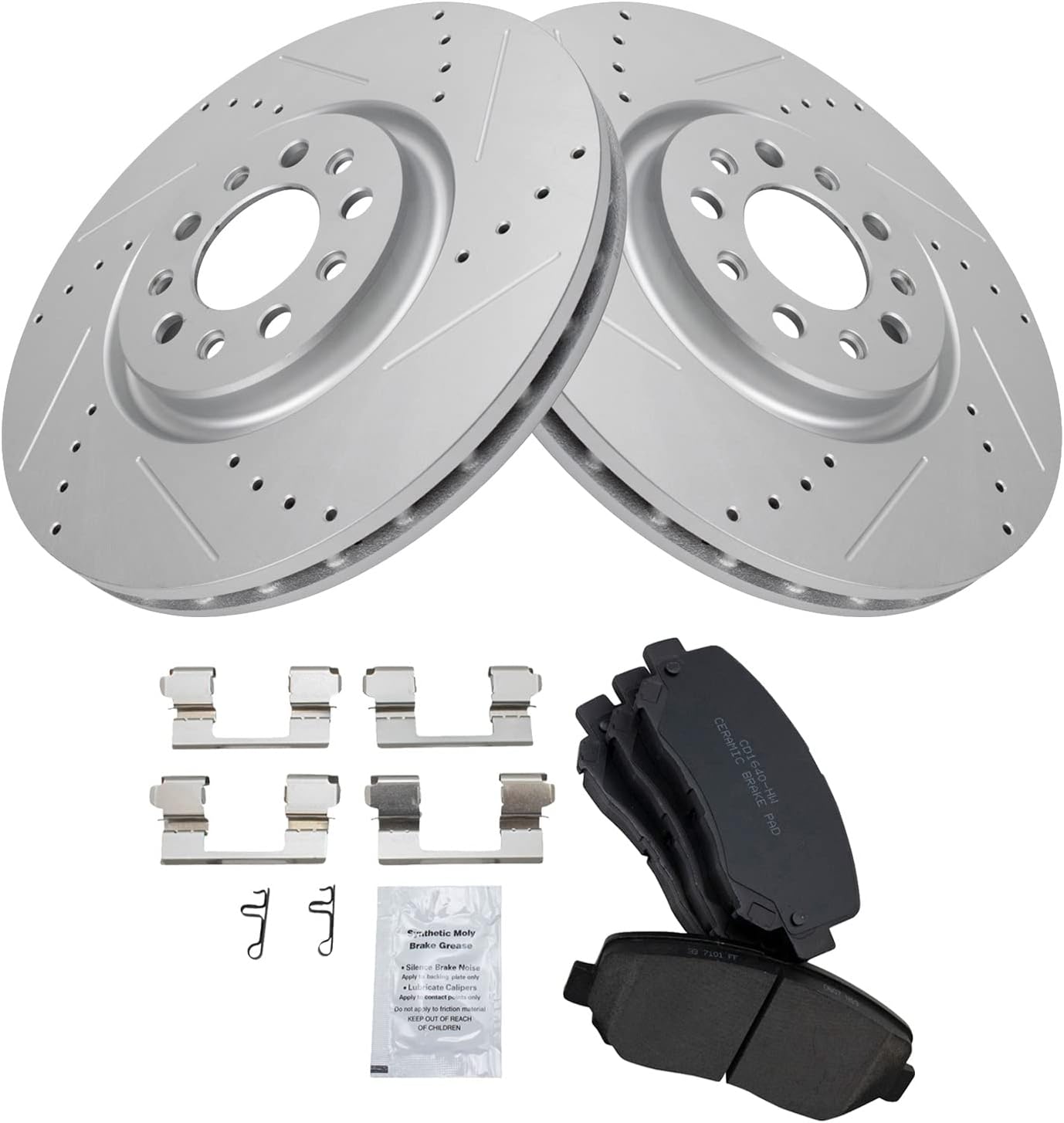 TRQ Front Brake Pad & Rotor Kit for 2015-2017 Chrysler 200