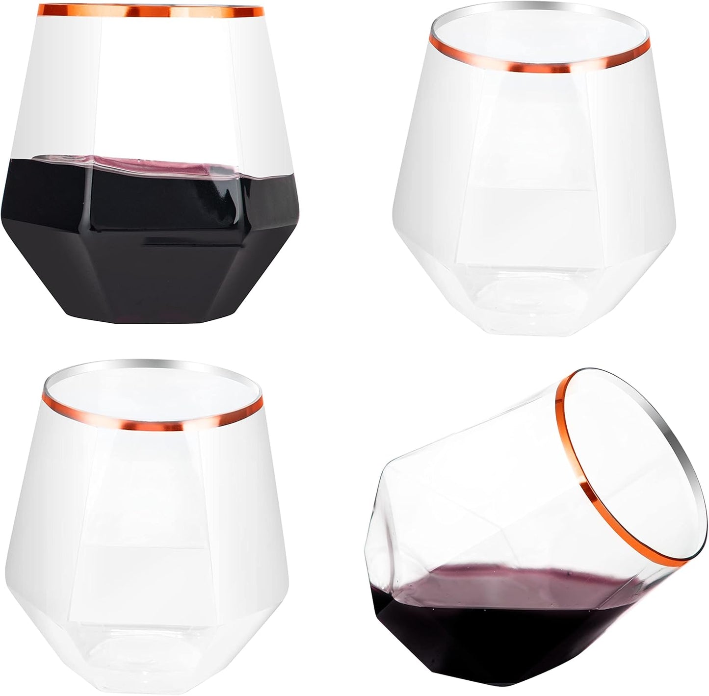 32 Pack Rose Gold Diamond Wine Glasses for Every Occasion