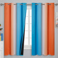 Ombre Orange and Blue Curtains 63 in Length - Total Blackout Drapes