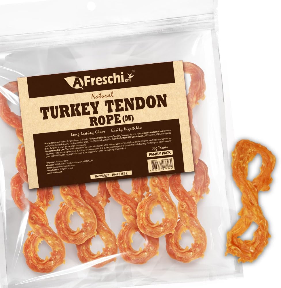 Natural Turkey Tendon Rope Chew for Medium Breeds - 10 oz