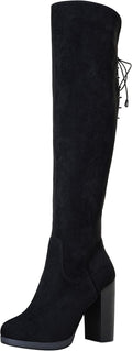 Vepose Women's Thigh High Black Over The Knee Boots - Tall Suede