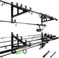 Horizontal Fishing Rod Rack Wall Mounted Rod Holders - Holds 4 Rods