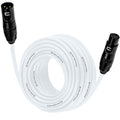 Balanced XLR Cable Male to Female - 50 ft White - Clean, Road-Ready