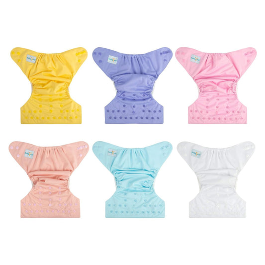 6-Pack Reusable Cloth Diaper Covers with Double Gussets