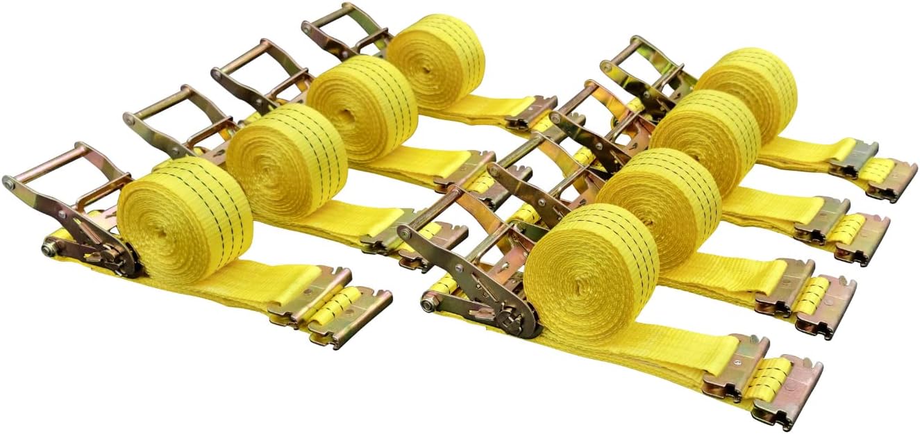 8 Pack E-Track Ratchet Straps for Heavy Duty Tie Down Needs