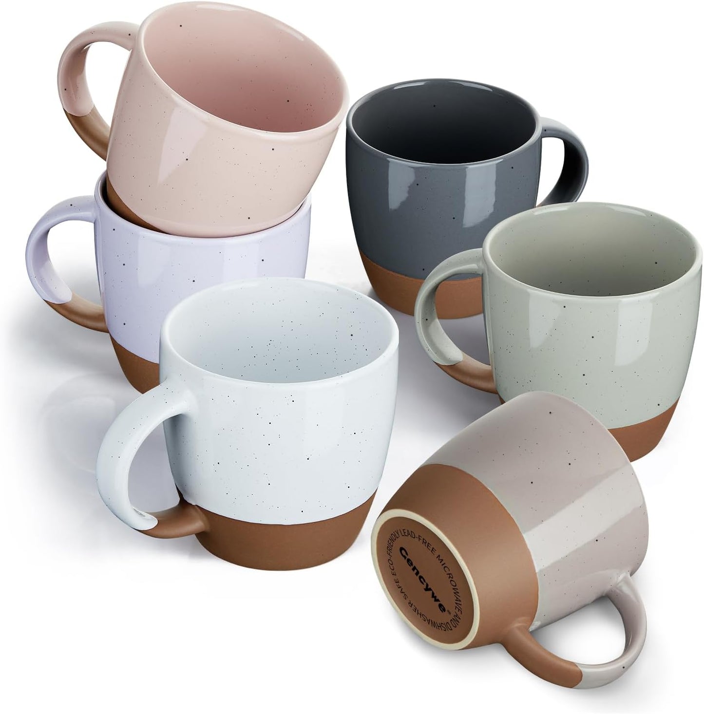 Set of 6 Large Morandi Color Ceramic Mugs - Modern Style