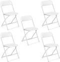 VINGLI 5 Pack White Plastic Folding Chair - Durable Portable Seating