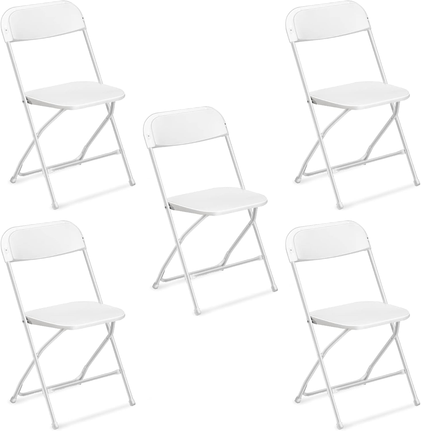 VINGLI 5 Pack White Plastic Folding Chairs for Events and More