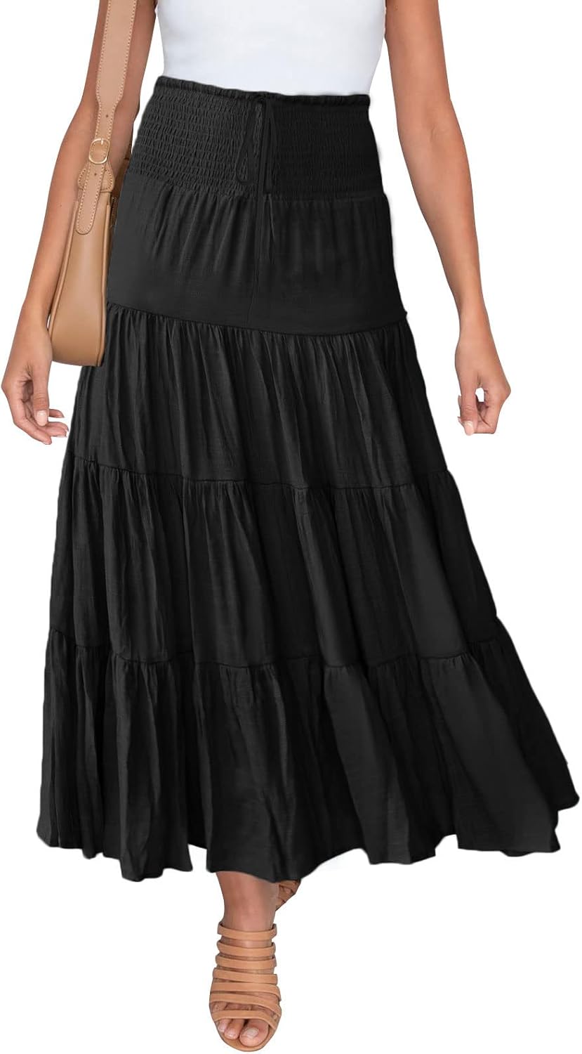 HAEOF Women's Summer Flowy Boho Maxi Skirt for Casual Style