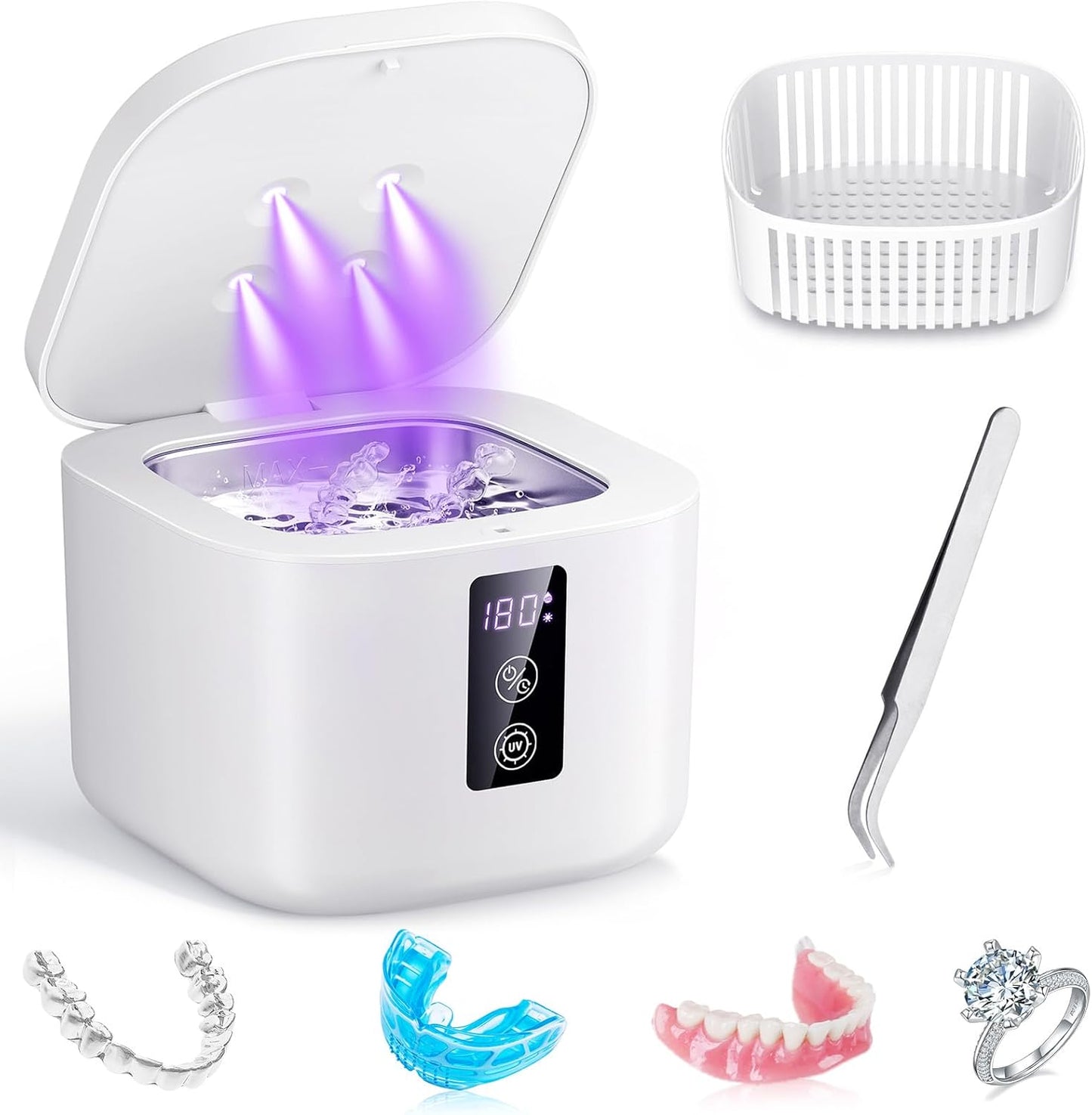 Ultrasonic Retainer Cleaner for Deep Cleaning Dental Appliances