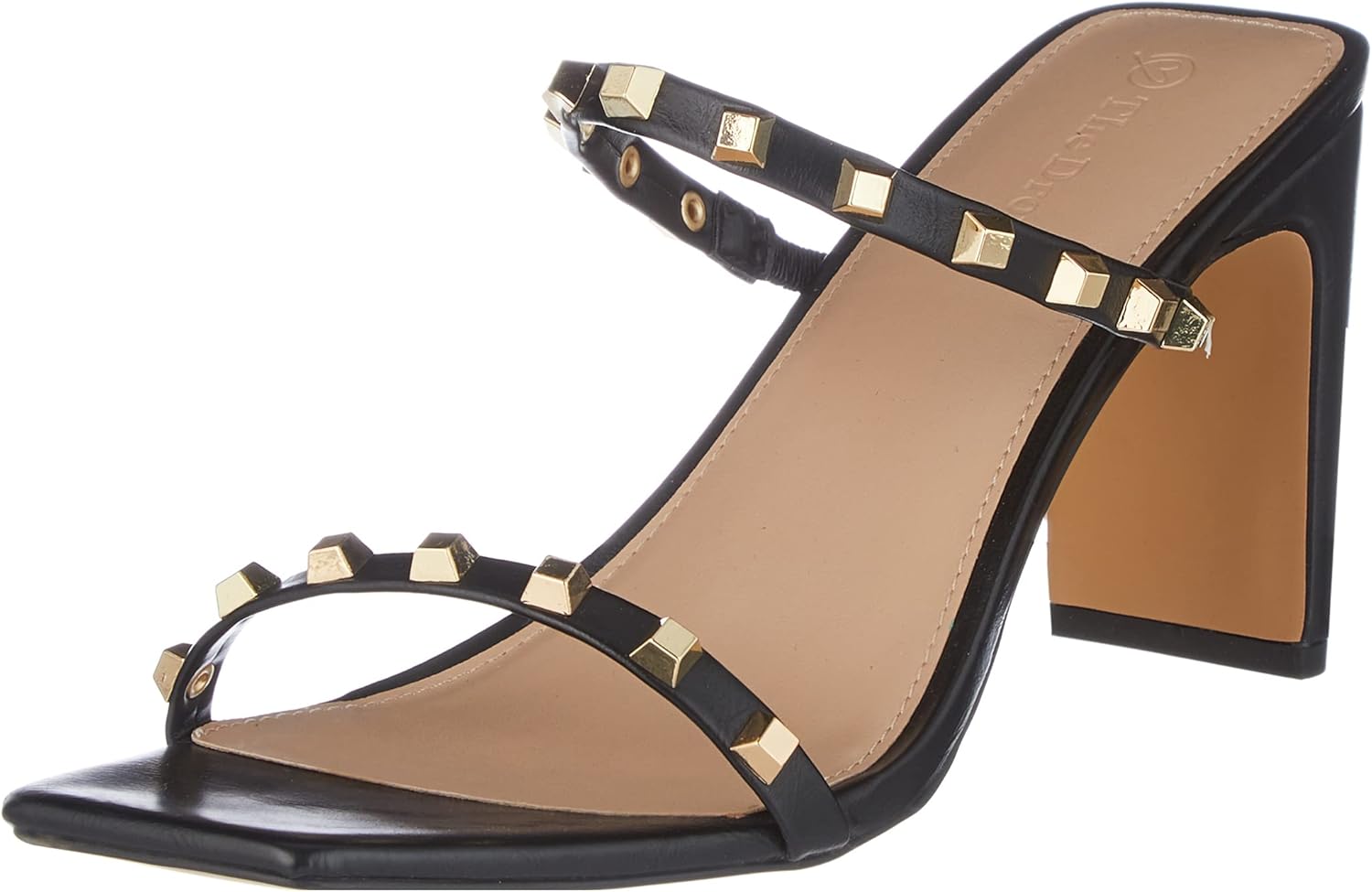 The Drop Women's Avery Square Toe Two Strap High Heeled Sandal
