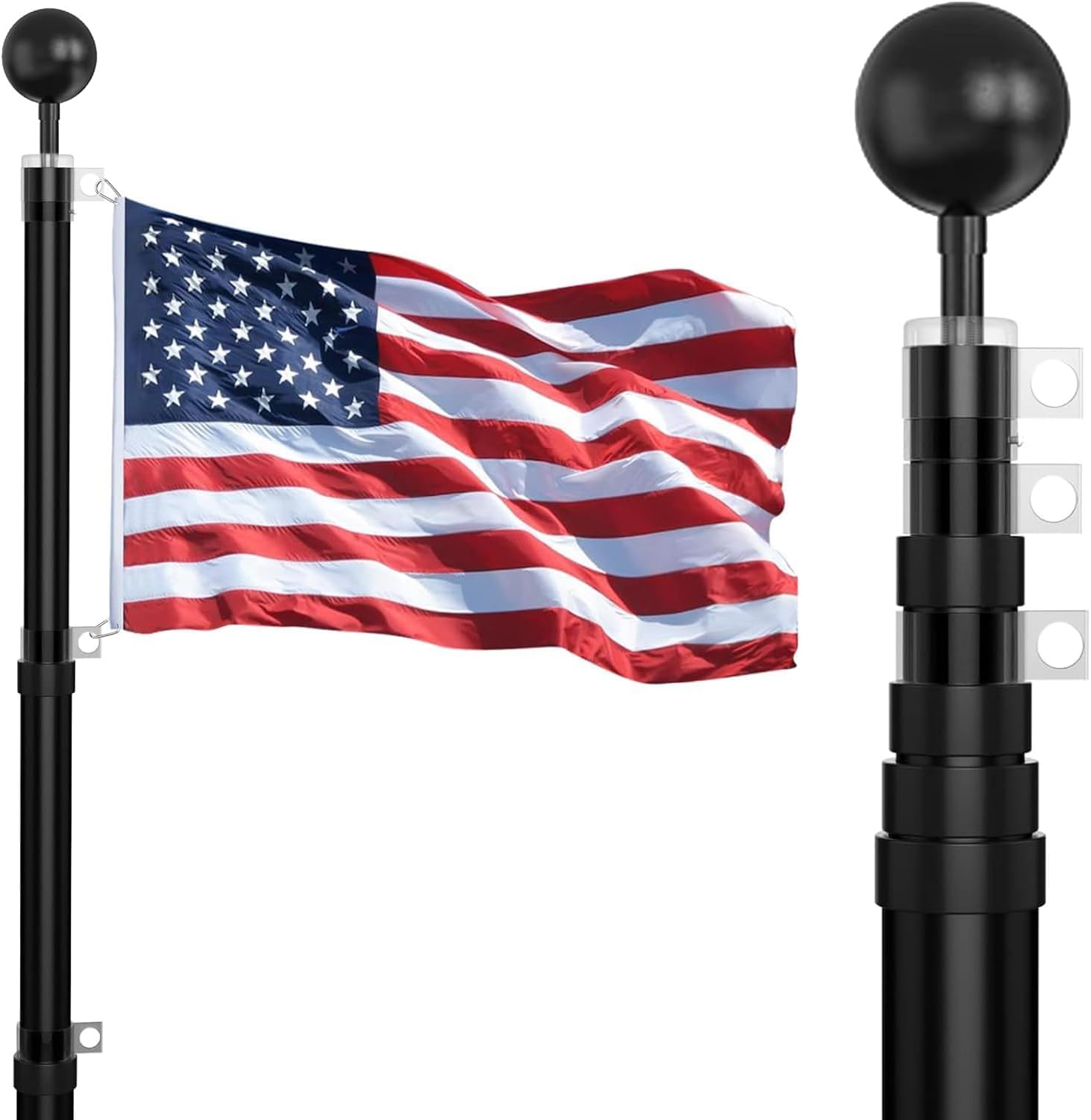 Panta 30FT Telescopic Flag Pole Kit for Outdoor Use