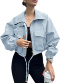 Tankaneo Womens Cropped Jacket Zip Up Lightweight (Style 898Z)