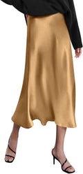 Zeagoo High Waist Satin Midi Skirt - Elegant Maxi/Midi Style