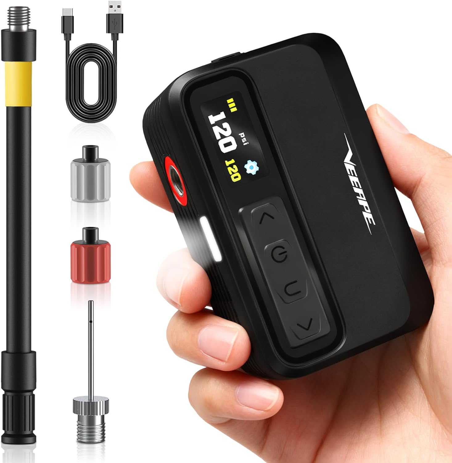 VEEAPE Powerful Mini Bike Tire Pump for Fast Inflation Needs