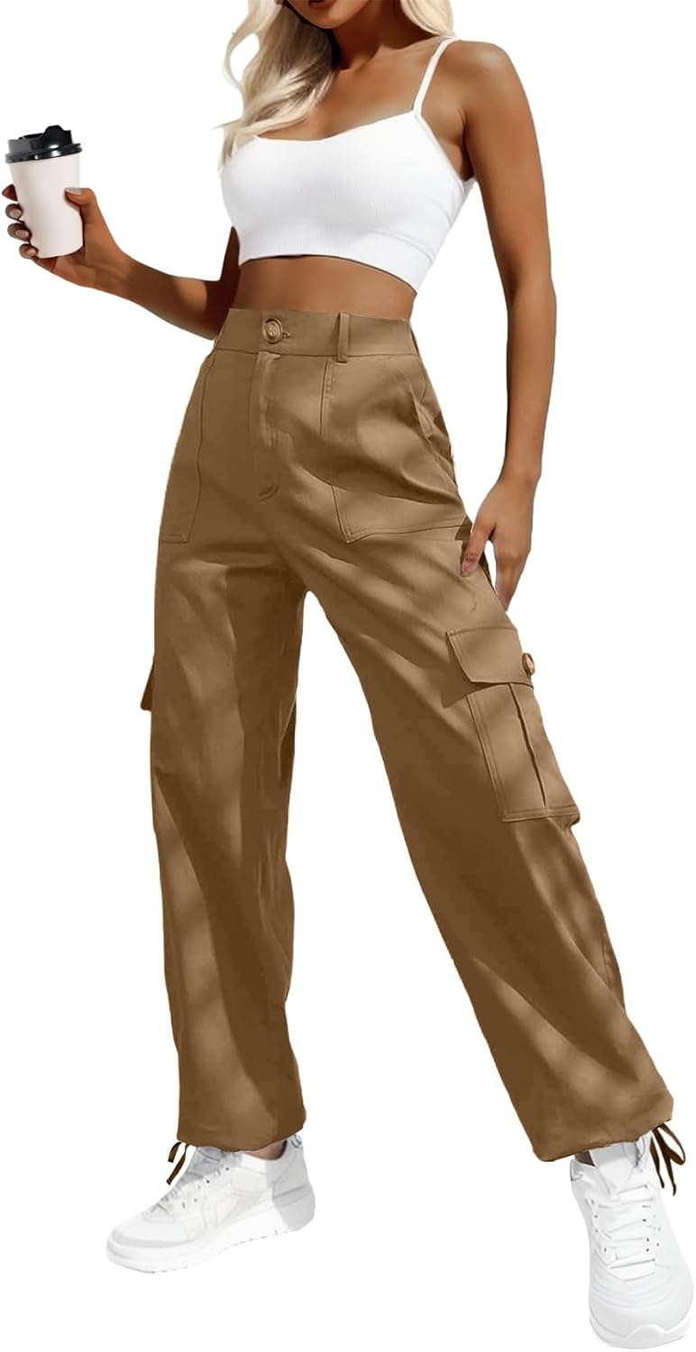 Lepunuo Women's High Waisted Cargo Pants for Y2K Streetwear