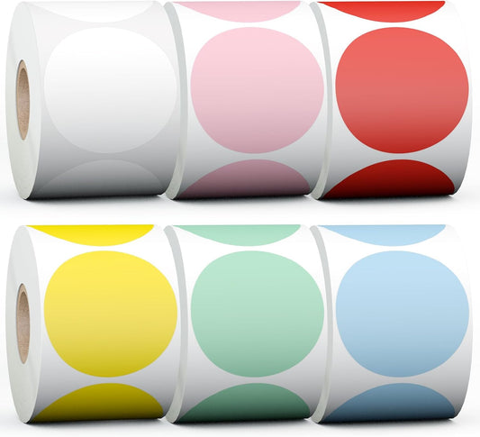 4500 Self-Adhesive Multi-Colored Circle Labels Set for Thermal Printers