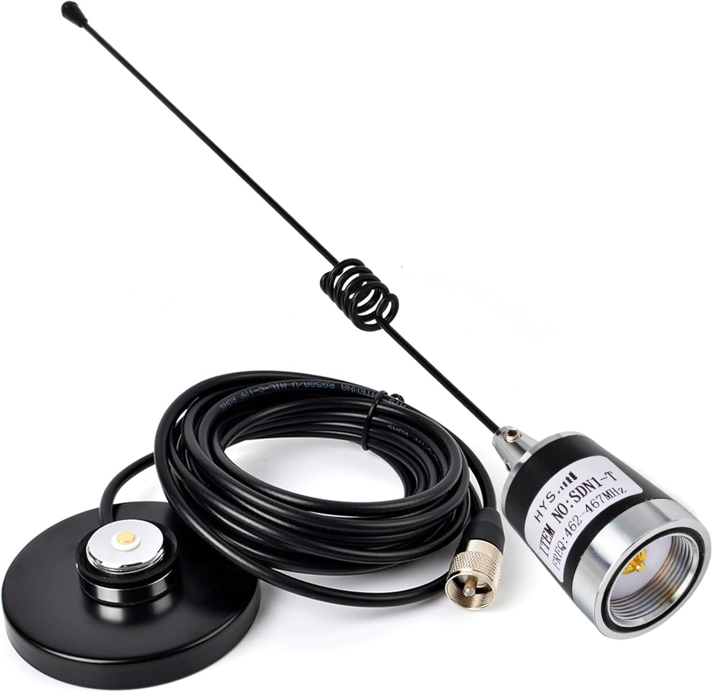 HYS 462-467 MHz UHF Pre-Tuned NMO GMRS Antenna with Magnet Mount