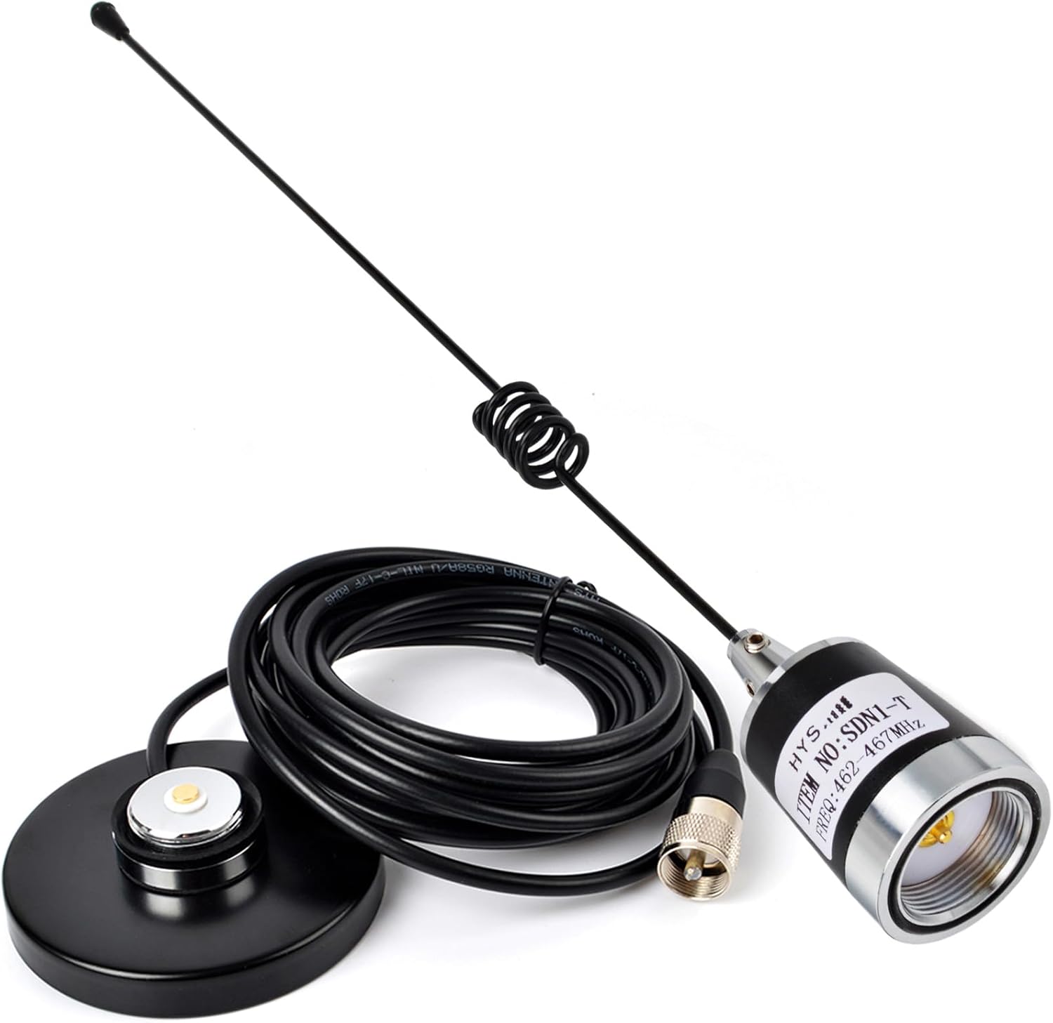 HYS 462-467 MHz UHF Pre-Tuned NMO GMRS Antenna with Magnet Mount