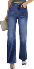 Sidefeel Women's Wide Leg Jeans High Waisted Straight Denim elongating