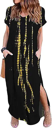 Kancystore Women's Plus Size Casual Maxi Dress with Pockets