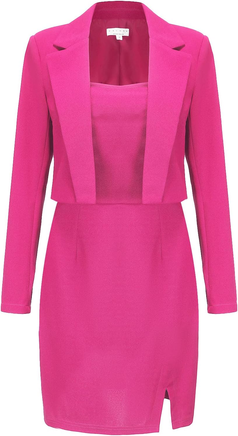 EXLURA Women's Professional Business Blazer Dress Suit Set