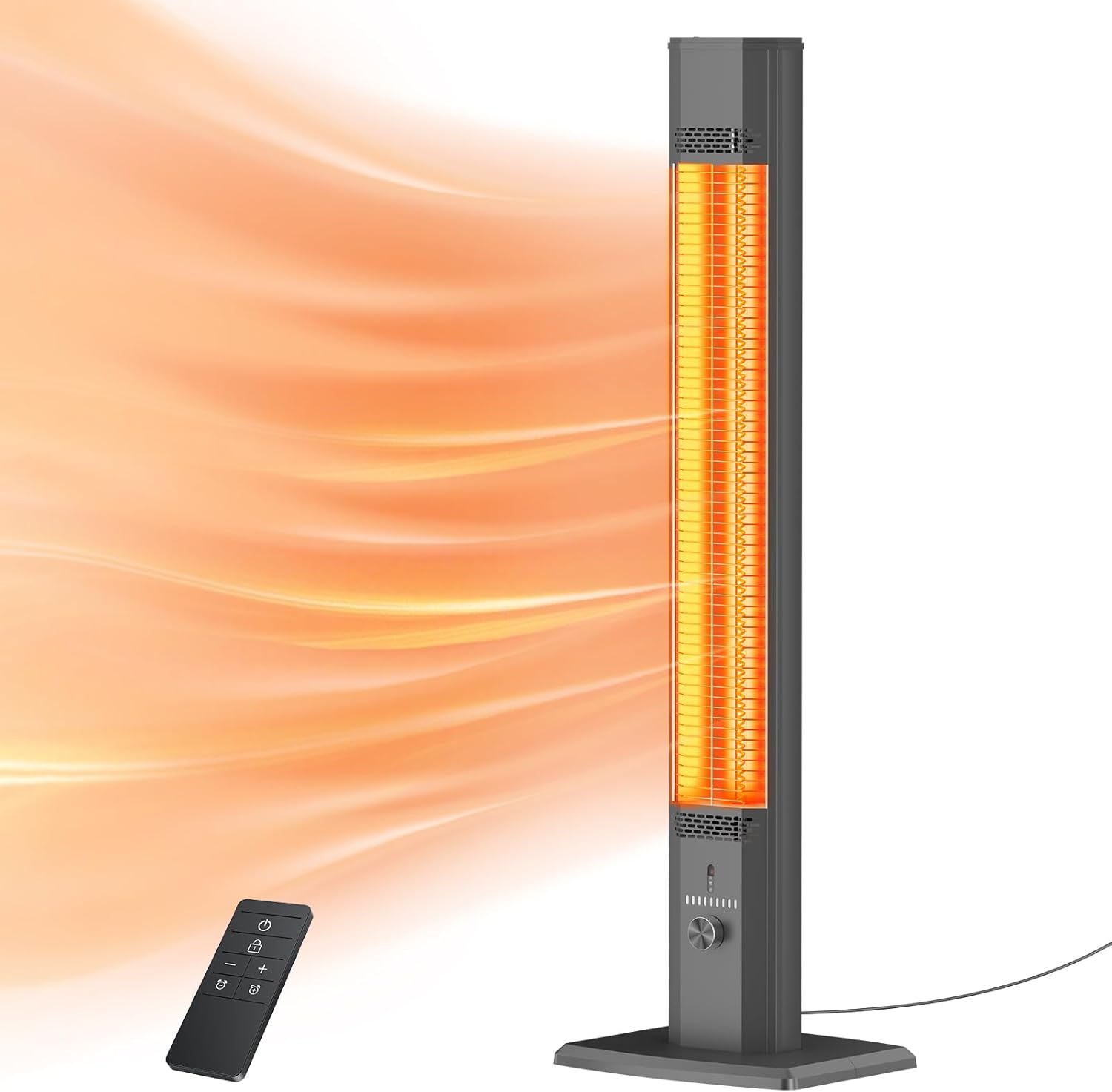 1500W Fast Electric Infrared Patio Heater - 9 Heat Levels, Waterproof, Child Lock