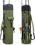 Fishing Pole Bag with Rod Holder Canvas Carrier - Large Capacity