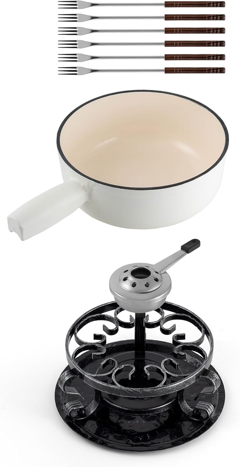 Swissmar Lugano Cast Iron Cheese Fondue Set for Perfect Melting