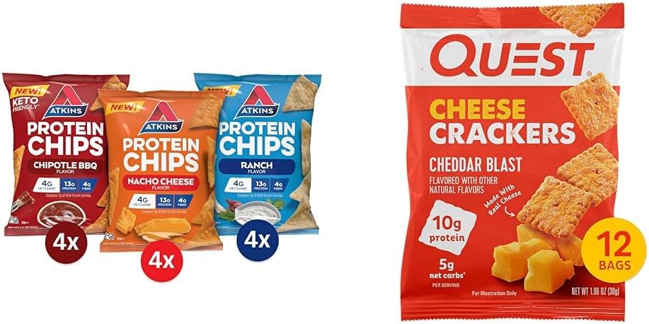 Atkins Protein Chips and Quest Cheese Crackers Variety Pack