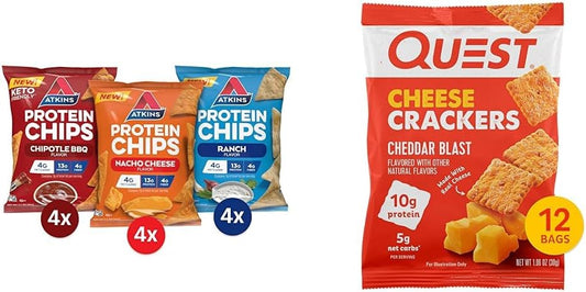 Atkins Protein Chips and Quest Cheese Crackers Variety Pack