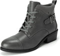 Athlefit Women's Short Ankle Boots Chunky Low Heel Round Toe Boots is