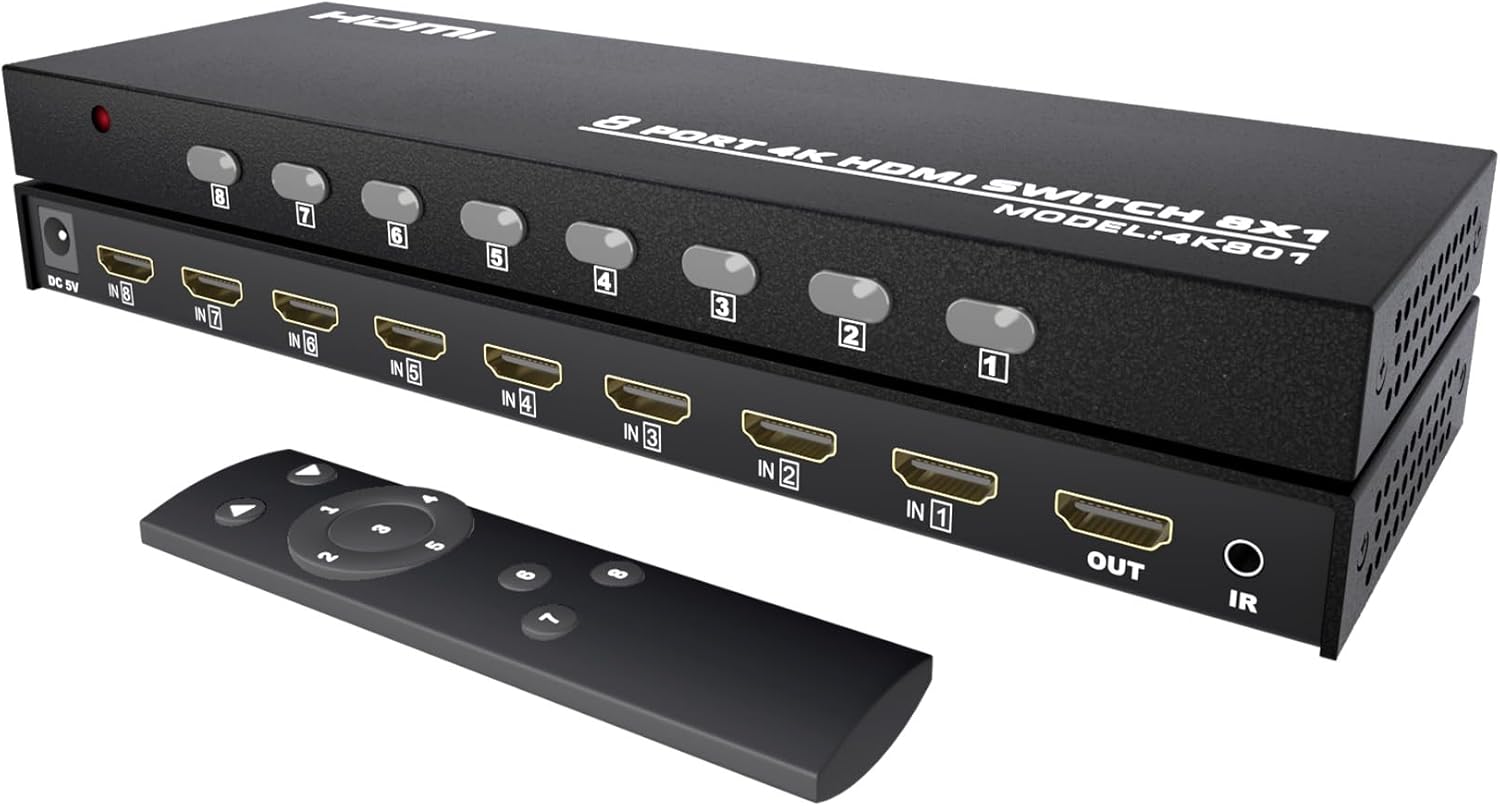 KAGO HDMI Switch 8 in 1 Out for 4K UHD Video and Audio