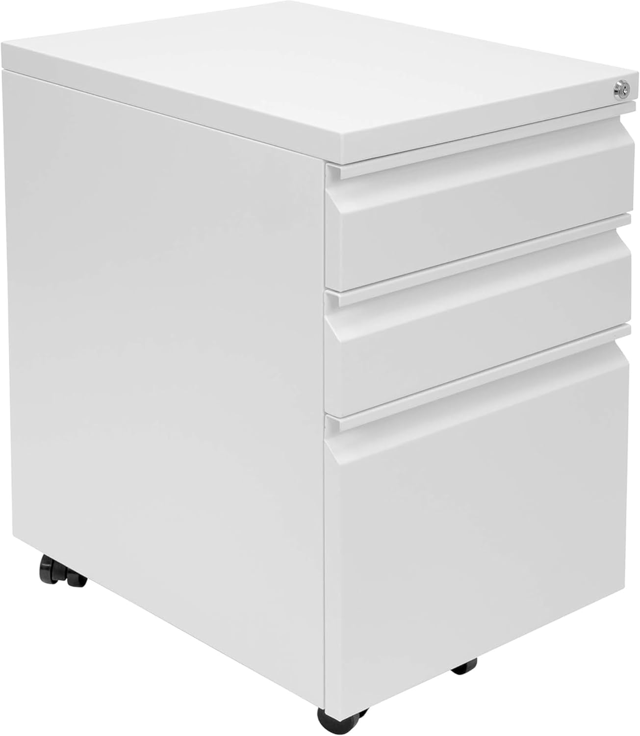 Compact 3 Drawer File Cabinet with Lock and Wheels for Storage