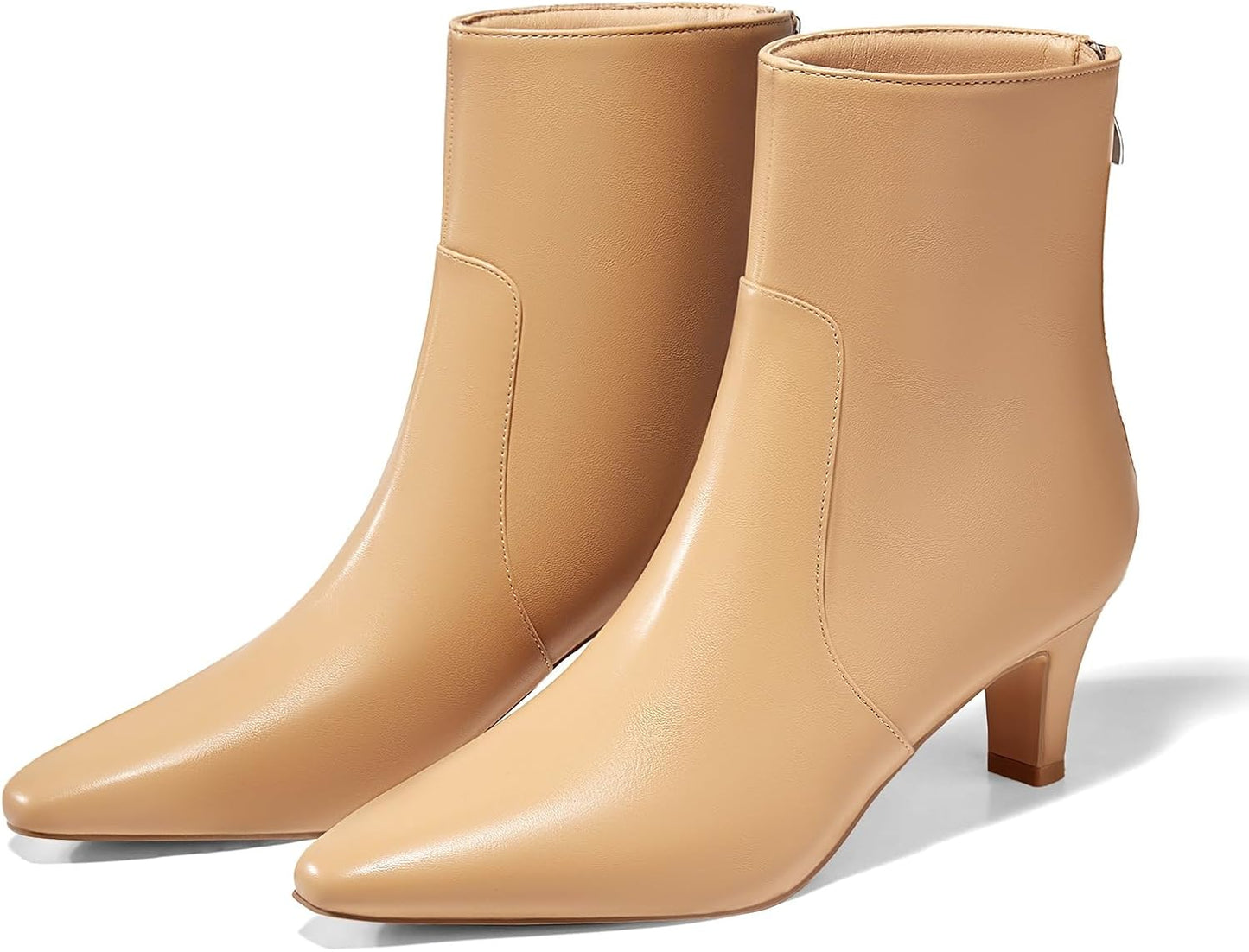 Coutgo Womens Low Kitten Heel Short Boots for Fall Fashion