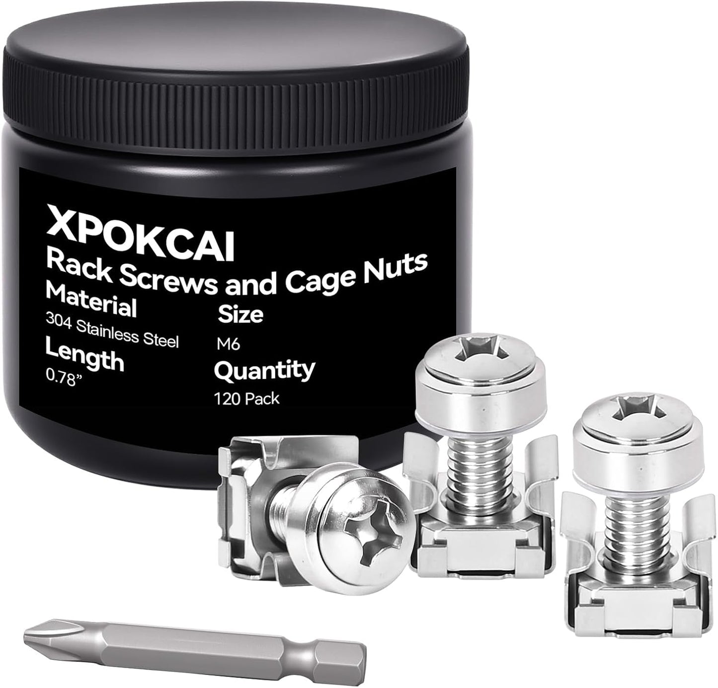 120-Pack M620mm Rack Mount Screws and Cage Nuts for Servers