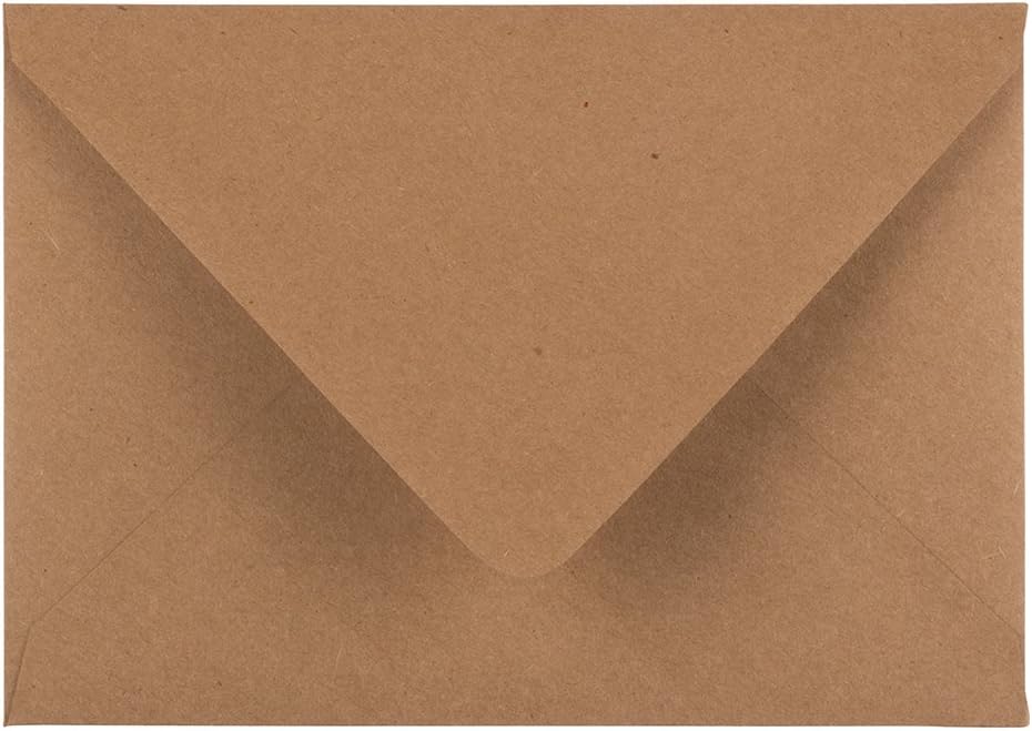 JAM PAPER A7 V-Flap Invitation Envelopes - Brown Kraft 100 Pack