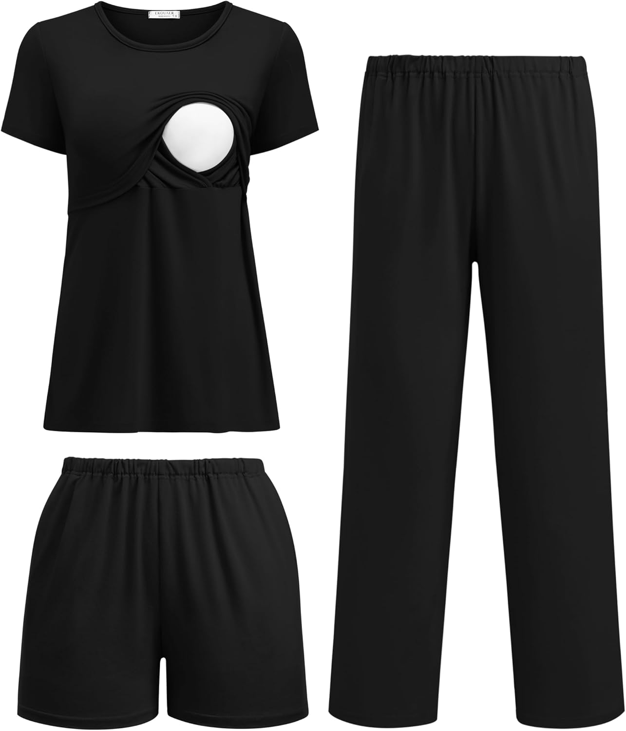 Ekouaer 3 Piece Postpartum Nursing Pajamas Set for Moms