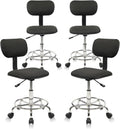 Low Wide Rolling Swivel Stool with Backrest - Adjustable Height Salon