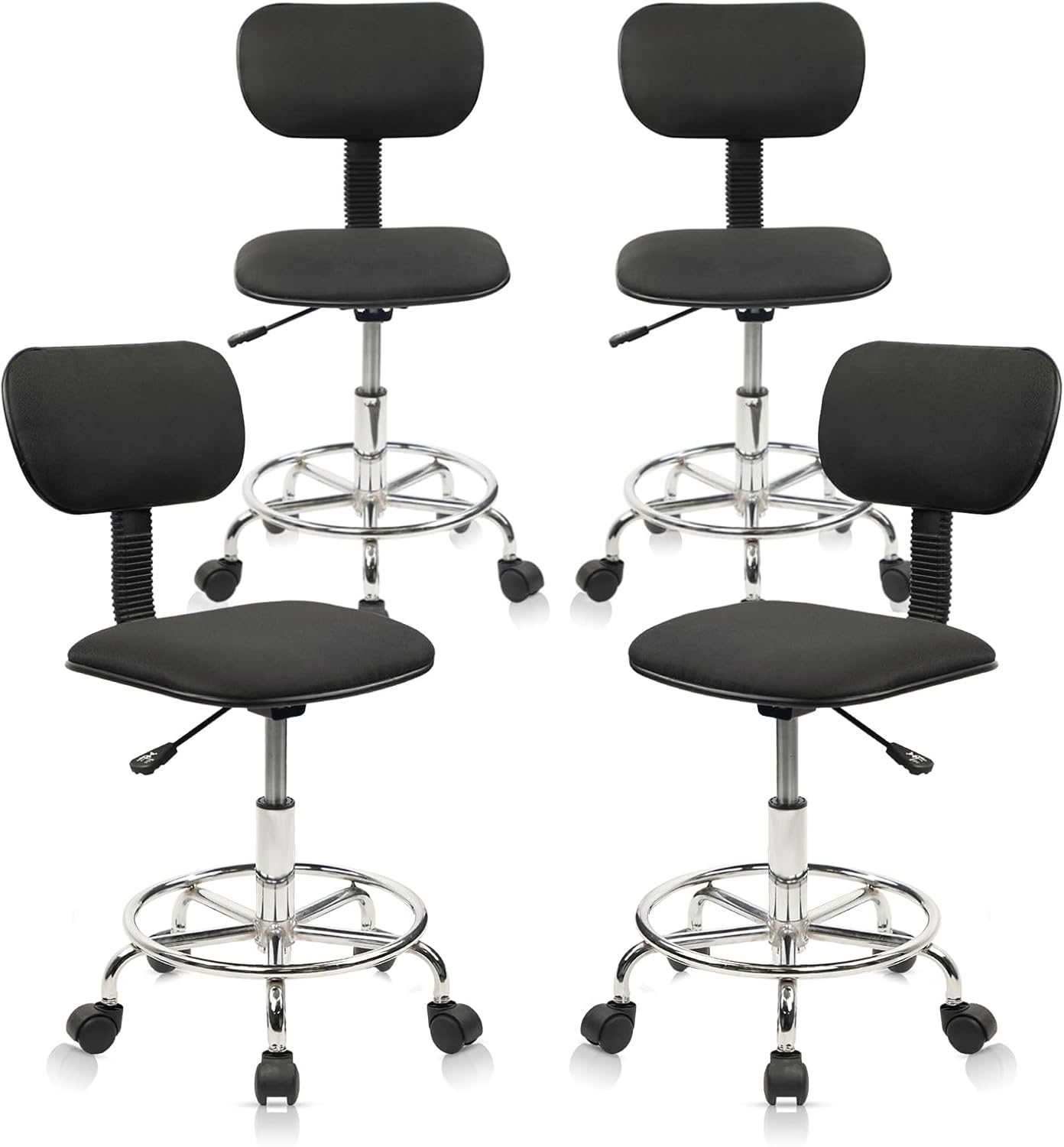 Low Wide Rolling Swivel Stool with Backrest for Salon Use