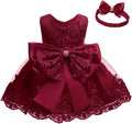 0-6T Baby Girl Party Dress with Headwear - Lace Embroidery Ruffles