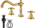 Bathroom Faucet 3 Hole 8 Inch Widespread Vanity Faucet - Antique Brass