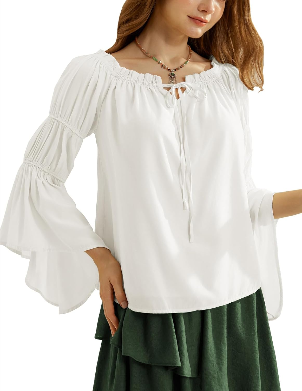 Renaissance Off Shoulder Bell Sleeve Peasant Tops for Women