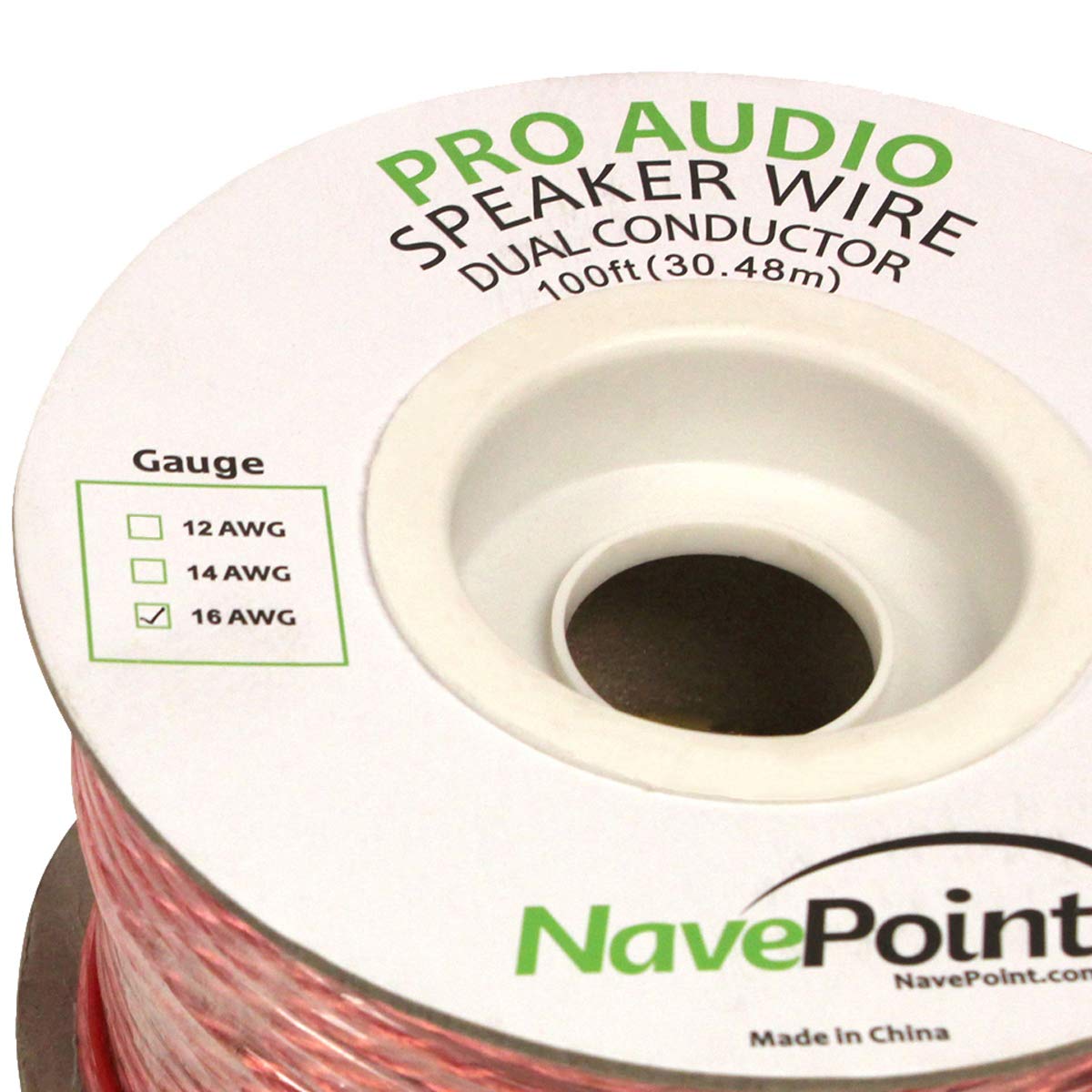 NavePoint 100ft in Wall Audio Speaker Cable Wire CL2 16/2 AWG