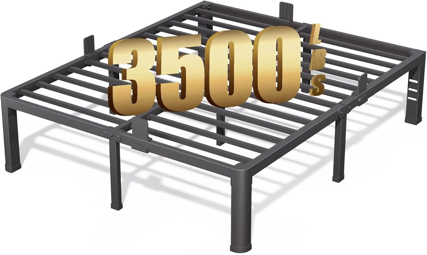 Heavy Duty King Bed Frame with Rounded Corners and Headboard Hole