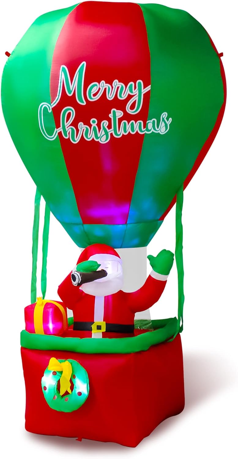 8FT Christmas Inflatable Santa Claus Hot Air Balloon Decoration