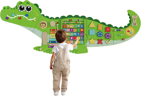 Montessori Sensory Wall Panel for Kids - Crocodile Busy Board